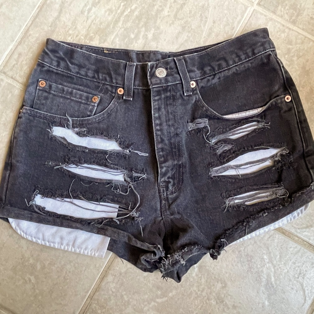 Vintage Levi cutoff Jean shorts in faded black